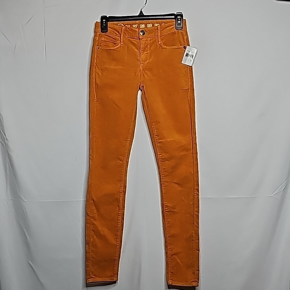 NWT Earnest Sewn Esra cord corduroy Amber mustard orange mid rise skinny jean 25